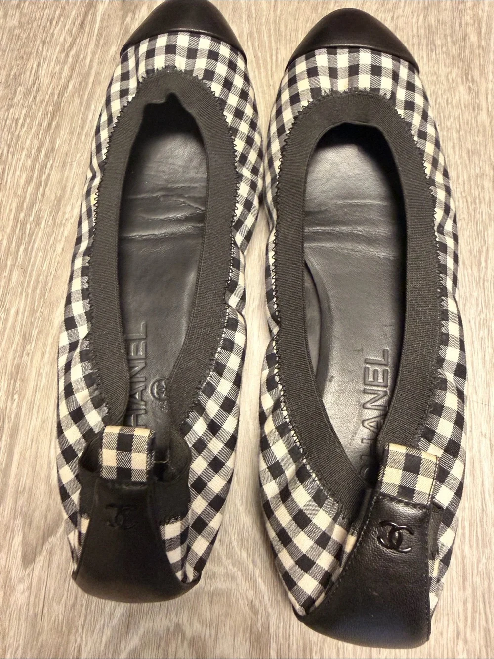 Chanel Black & White Gingham Ballet Flats - Picture 9 of 9